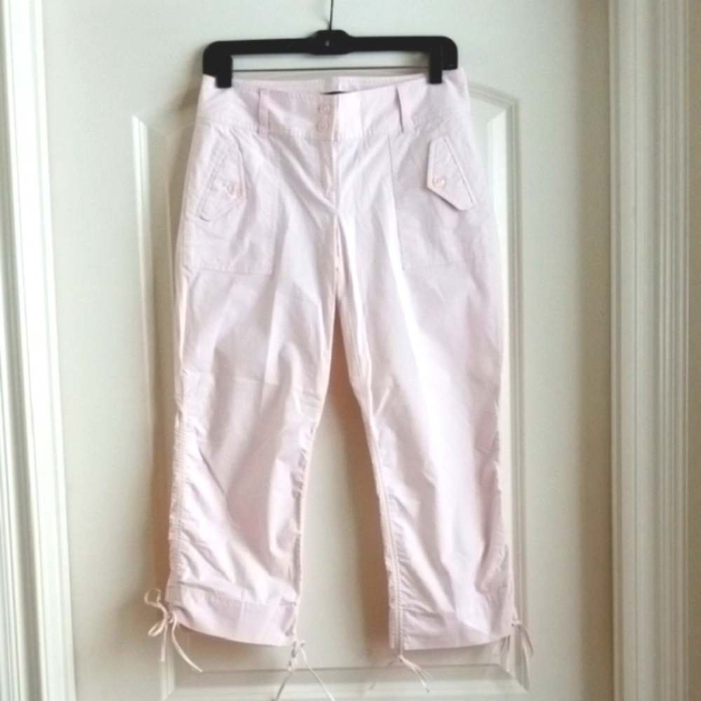 Moda International Pale Pink Capris w/Side Ruching Sz 4